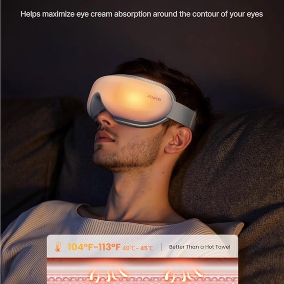 RENPHO Eyeris 1 Eye Massager heat compression Bluetooth with Remote - Picture 8 of 11